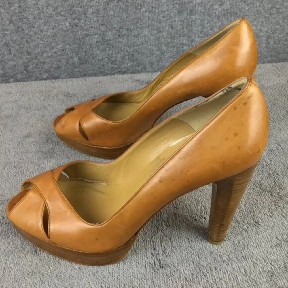 Vintage Stuart Weitzman Distressed‎ Leather Sz 9 W Peep Toe Platform Stile…